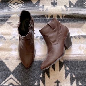 Dark Brown Faux Leather Booties